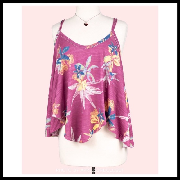 FREE PEOPLE BOHO TANK TOP FLOWY FLORAL FESTIVAL PRINT SLEEVELESS KNIT TEE A2C - Picture 3 of 16